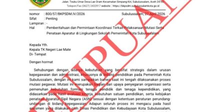 Bikin Heboh, Surat “Mutasi ASN” Mengatasnamakan BKPSDM Subulussalam Ternyata Palsu